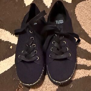 Eileen Fisher Navy Lace-Up Shoes